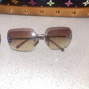 chanel rimless rhinestone glasses pink